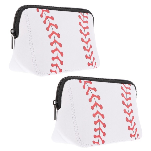 Baseball print cosmetics pouches set of 2 - NWT - Picture 2 of 2